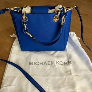SOLD Michael Kors electric blue small crossbody with handles.